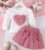 2pcs Toddler Girls’ Elegant Heart Puff Sleeve Top + Skirt Set