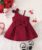 Baby Girls Solid Color Dress with Bow Decoration