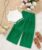 Summer Girls’ Casual Fashion White Tassel Tank Top with Green Wide-Leg Pants 2pcs Set