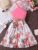 Young Girl Floral Print Halter Vacation Style Dress