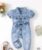 Vintaside Kids Baby Girl Puff Sleeve Ripped Belted Denim Jumpsuit