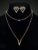 3pcs Fashion Gold Double Layered Chain Geometric Pendant Necklace Triangle Stud Earrings Party Jewelry Set