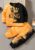 Baby Boy Gradient Crown KING Letter Pattern Black Yellow Long Sleeve Round Neck Sweatshirt & Jogging Pants