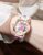 1pc Fashionable Floral Print Silicone Band Wrist Watch for Women