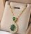 Pear Lab Created Green Emerald Halo Pendant 14K Yellow Gold Silver Plated