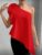 Women Solid Color Oblique Shoulder 3D Floral Decor Sleeveless Fashion Top