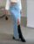 Women’s Solid Color Pocket Slit Maxi Denim Skirt