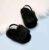 Black fluffy baby sling-back sandals