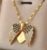 Gold Elegant Double Angel Wings and Heart Personalized Pendant Necklace