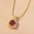 Red Baguette Zirconium Necklace with Hexagon Design