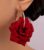Elegant & Delicate Vivid Red Rose Hoop Earrings